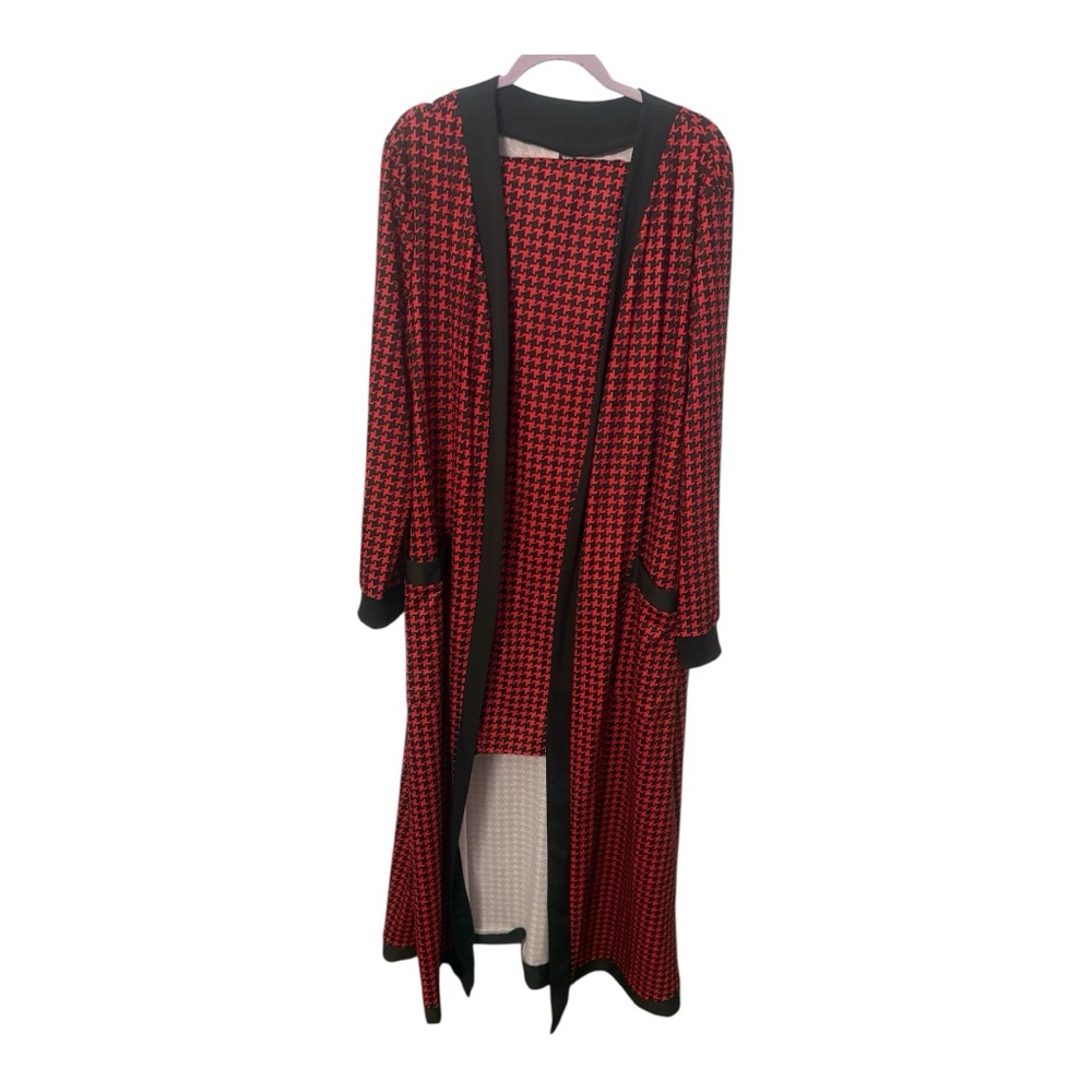 Red and Black Houndstooth Long jacket and ' pants set